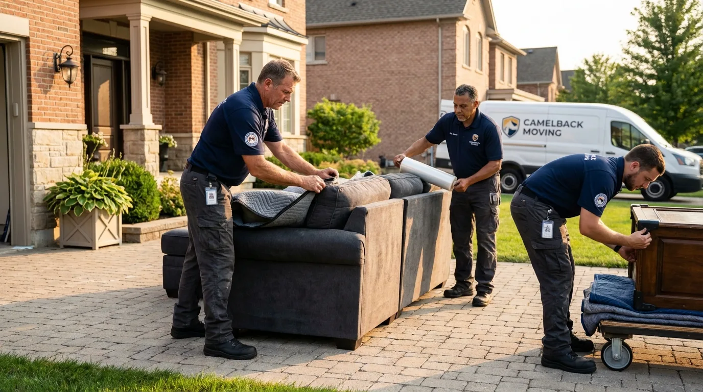 Large estate moving crew wrapping furniture in Woodsville, NH